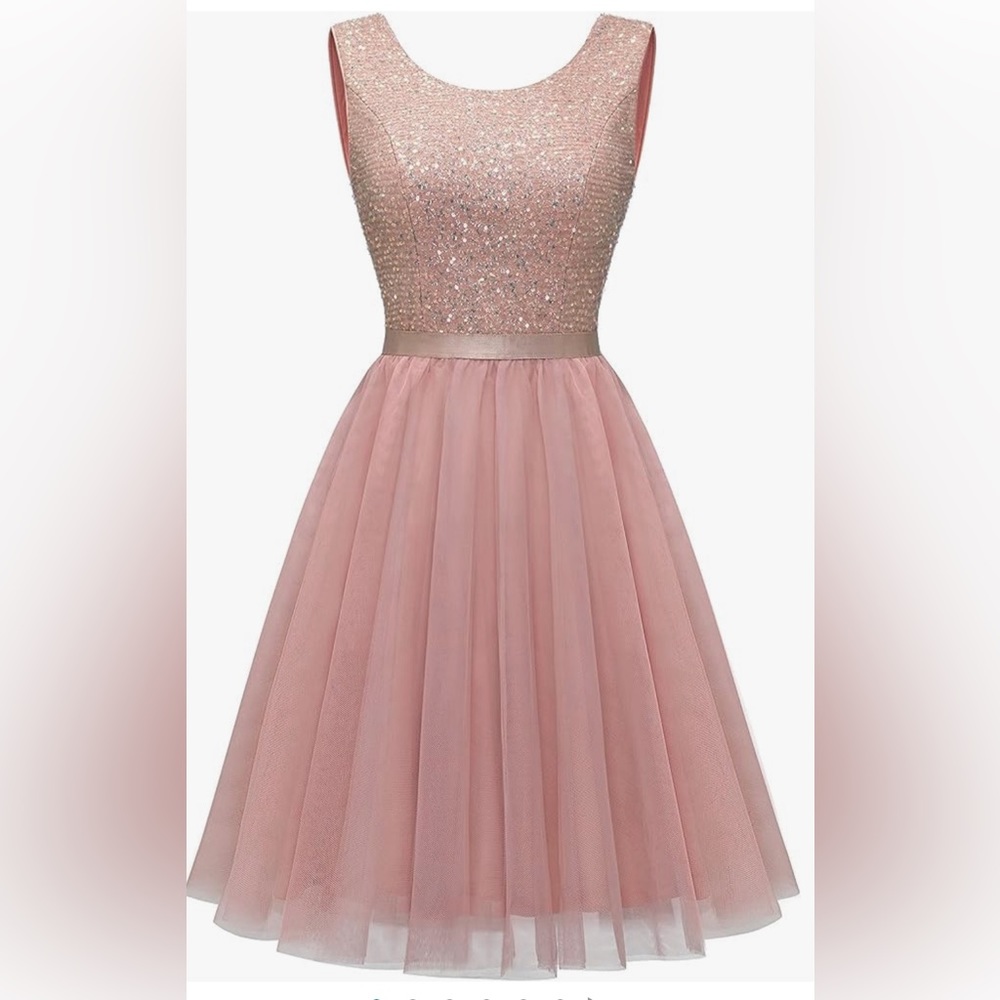 NWT Pink sequin, and tulle cocktail dress